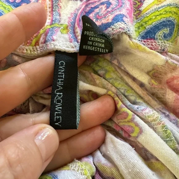 Cynthia Rowley colorful bright paisley print pajama pants medium - Picture 5 of 6